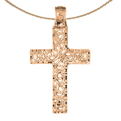 10K, 14K or 18K Gold Vine Cross Pendant