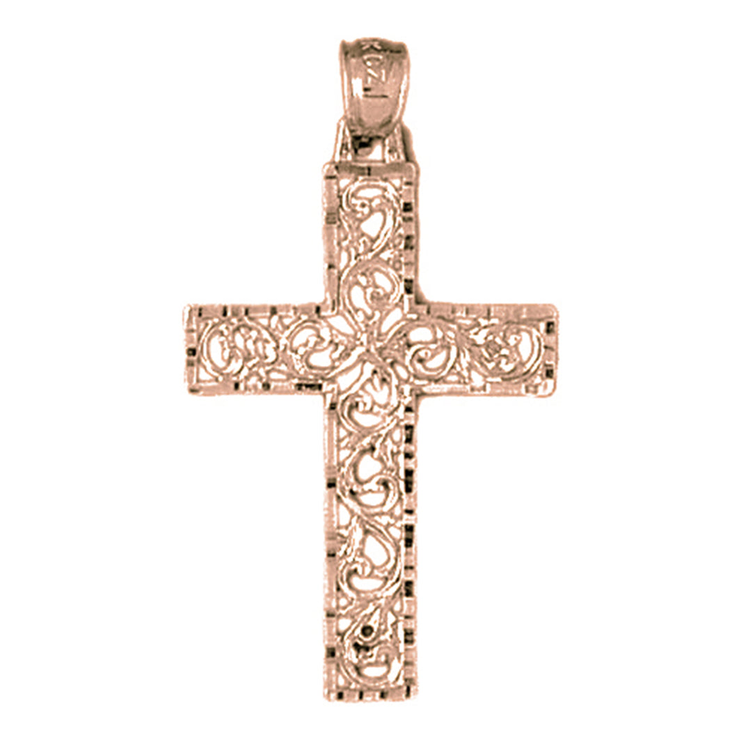 10K, 14K or 18K Gold Vine Cross Pendant