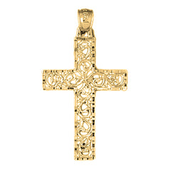 10K, 14K or 18K Gold Vine Cross Pendant