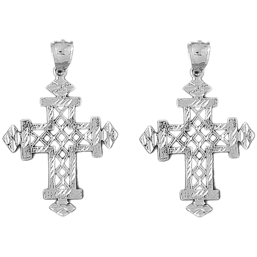 14K or 18K Gold 42mm Teutonic Cross Earrings