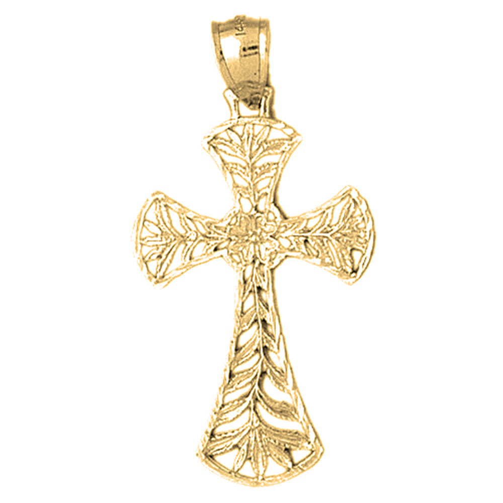 10K, 14K or 18K Gold Vine Cross Pendant