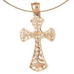 10K, 14K or 18K Gold Vine Cross Pendant