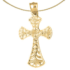 10K, 14K or 18K Gold Vine Cross Pendant