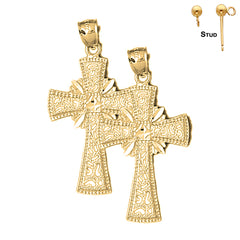 Sterling Silver 41mm Glory Cross Earrings (White or Yellow Gold Plated)