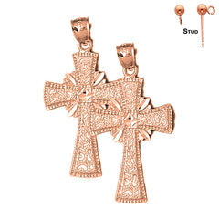 14K or 18K Gold Glory Cross Earrings