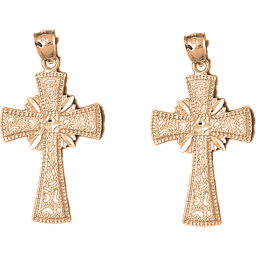 14K or 18K Gold 41mm Glory Cross Earrings