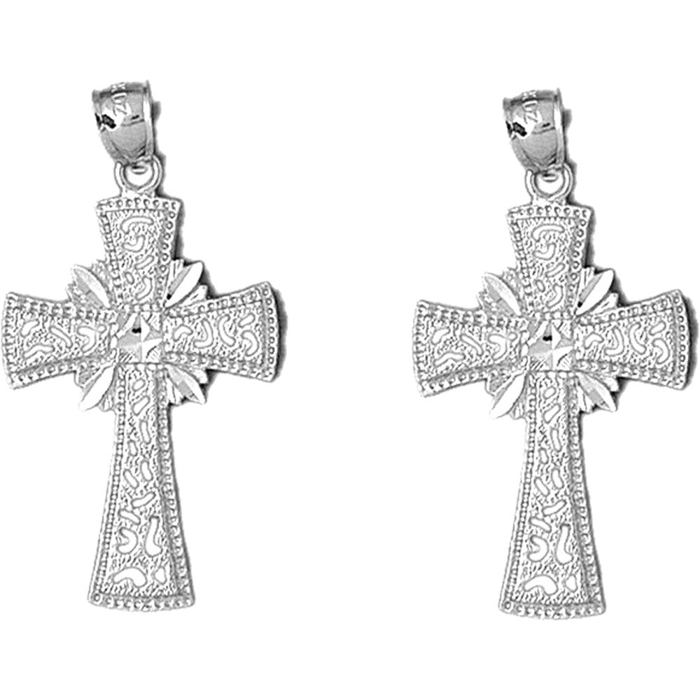 Sterling Silver 41mm Glory Cross Earrings