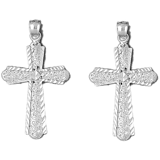 Sterling Silver 41mm Latin Cross Earrings