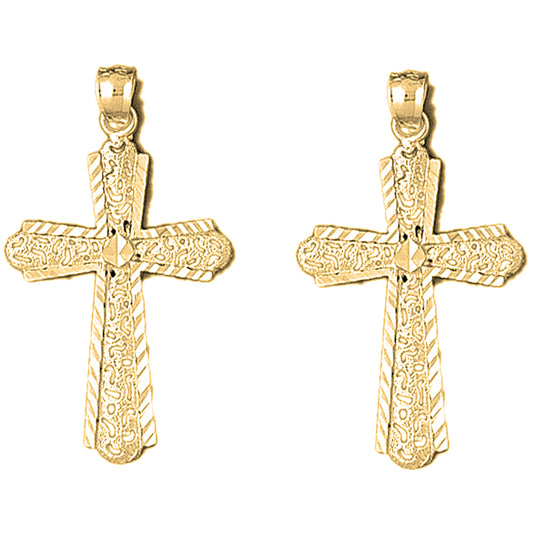 14K or 18K Gold 41mm Latin Cross Earrings