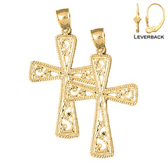 14K or 18K Gold Vine Cross Earrings