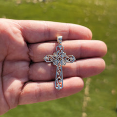 10K, 14K or 18K Gold Vine Cross Pendant