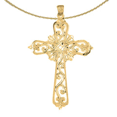 10K, 14K or 18K Gold Vine Cross Pendant