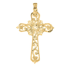 10K, 14K or 18K Gold Vine Cross Pendant