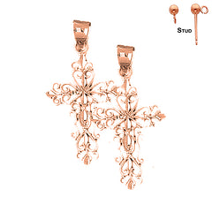 14K or 18K Gold Fleur de Lis Cross Earrings