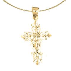 14K oder 18K Gold Fleur de Lis Kreuz Anhänger