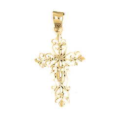 14K or 18K Gold Fleur de Lis Cross Pendant