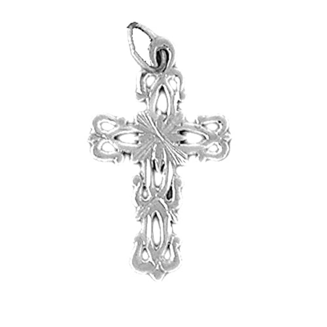 14K or 18K Gold Floral Cross Pendant