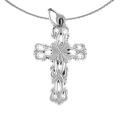 14K or 18K Gold Floral Cross Pendant