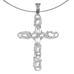 14K or 18K Gold Floral Cross Pendant