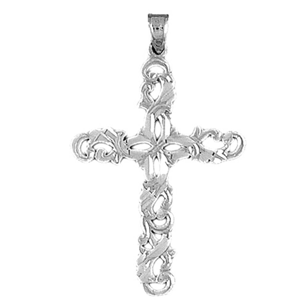 14K or 18K Gold Floral Cross Pendant