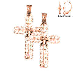 14K or 18K Gold Vine Cross Earrings