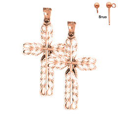 14K or 18K Gold Vine Cross Earrings