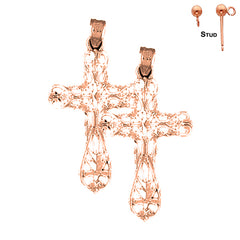 14K or 18K Gold Floral Cross Earrings