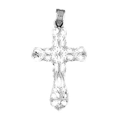 14K or 18K Gold Floral Cross Pendant