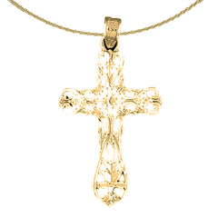 14K or 18K Gold Floral Cross Pendant