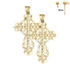 14K oder 18K Gold Florale Kreuz Ohrringe