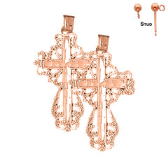 14K oder 18K Gold Florale Kreuz Ohrringe