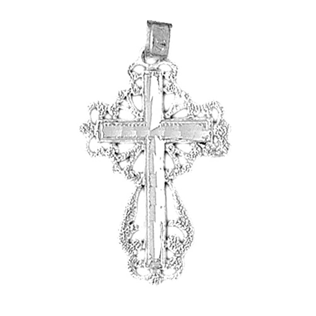 14K or 18K Gold Floral Cross Pendant