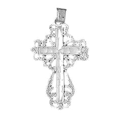 14K or 18K Gold Floral Cross Pendant