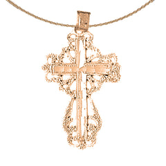 14K or 18K Gold Floral Cross Pendant