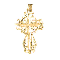 14K or 18K Gold Floral Cross Pendant