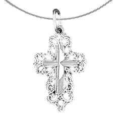 14K or 18K Gold Floral Cross Pendant