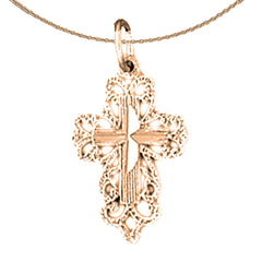 14K or 18K Gold Floral Cross Pendant