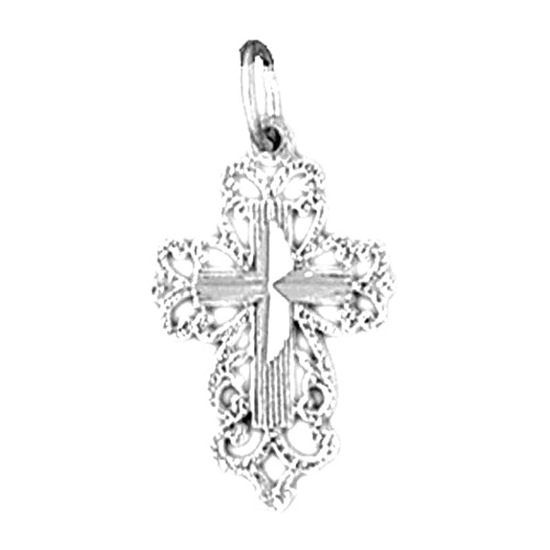 14K or 18K Gold Floral Cross Pendant