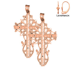 14K or 18K Gold Vine Cross Earrings