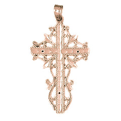 10K, 14K or 18K Gold Vine Cross Pendant