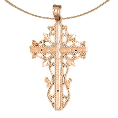 10K, 14K or 18K Gold Vine Cross Pendant