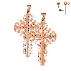 14K or 18K Gold Vine Cross Earrings