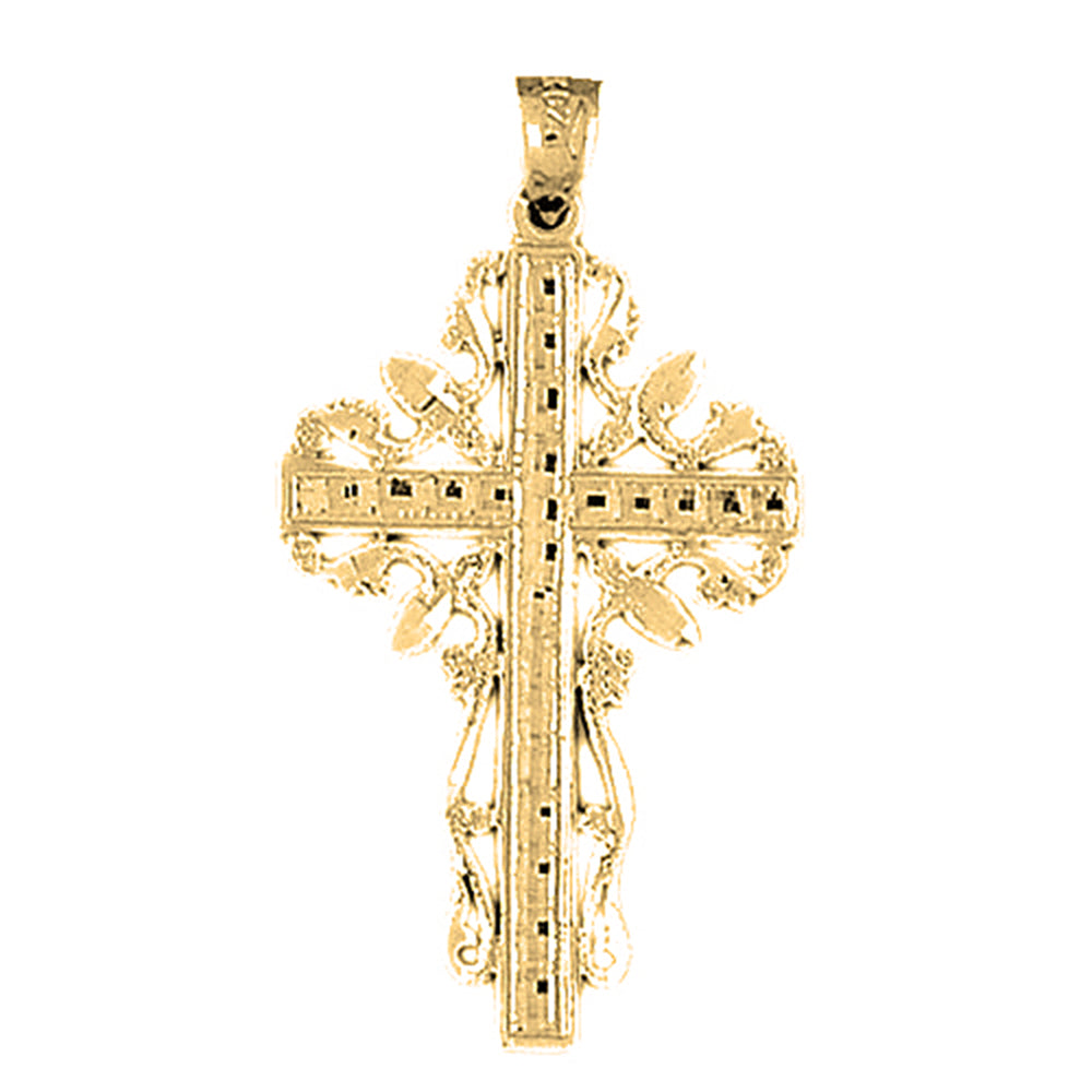 10K, 14K or 18K Gold Vine Cross Pendant