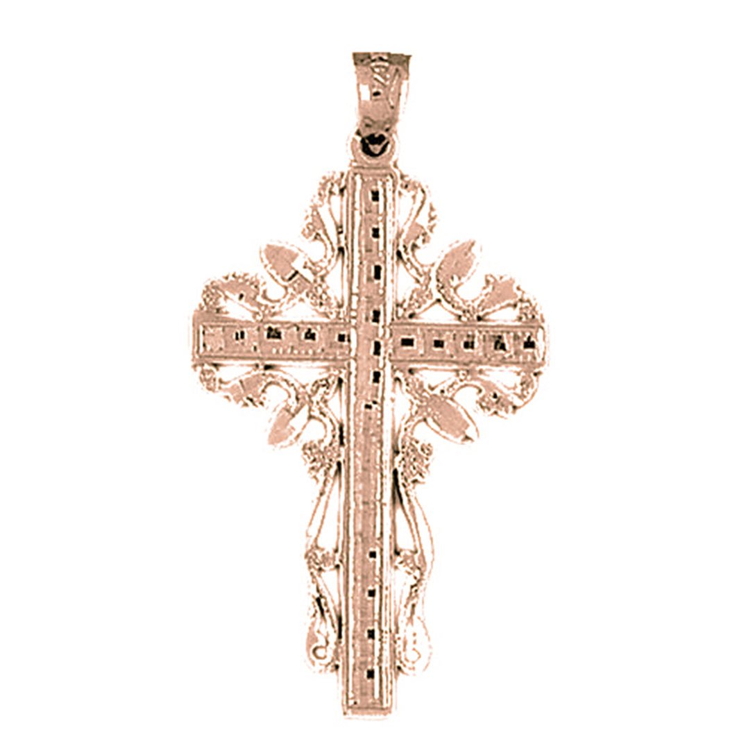 10K, 14K or 18K Gold Vine Cross Pendant