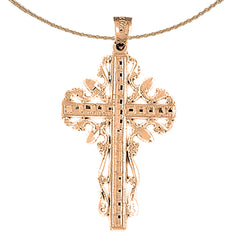 10K, 14K or 18K Gold Vine Cross Pendant