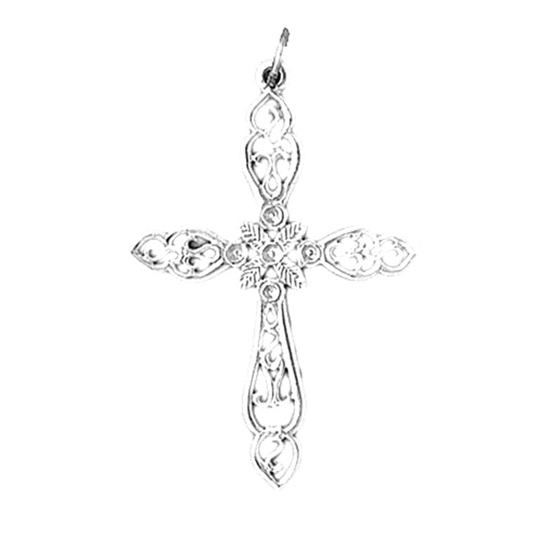 14K or 18K Gold Floral Cross Pendant