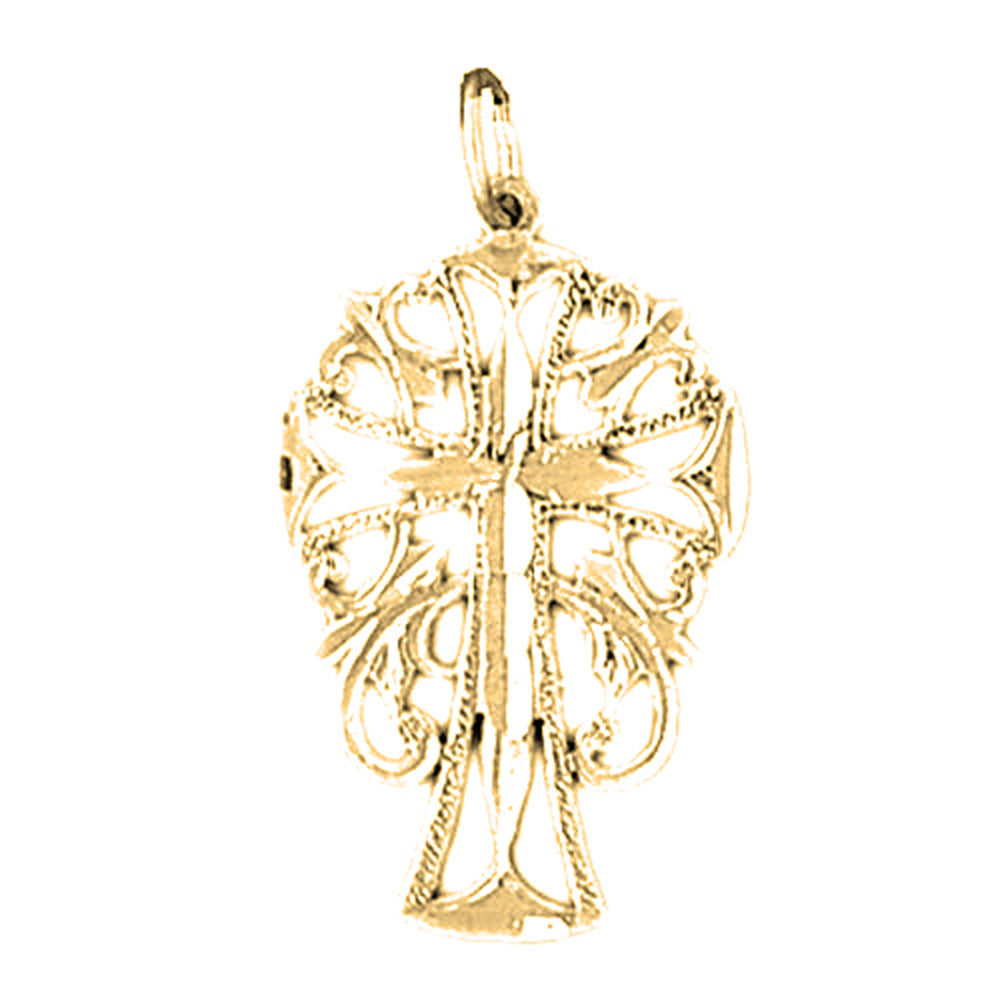 14K or 18K Gold Fleur de Lis Cross Pendant