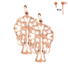 Pendientes Cruz Flor de Lis Oro 14K o 18K