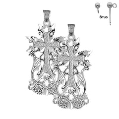 14K oder 18K Gold Fleur de Lis Kreuz Ohrringe