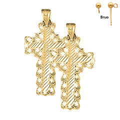 Pendientes Cruz Flor de Lis Oro 14K o 18K